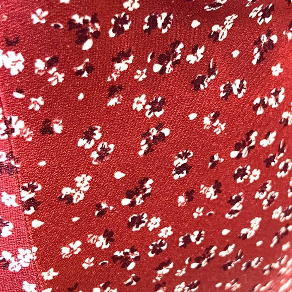 Trixxi Womens Dress Large Red Floral Ruched V Neck 3/4 Sleeve Summer Dressy - Picture 9 of 12